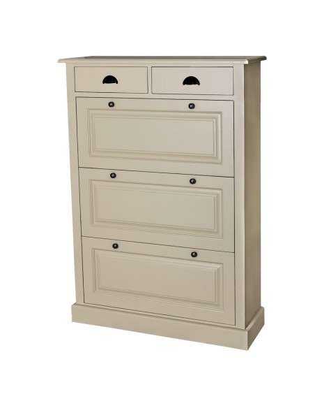 Scarpiera 3 ante e 2 cassetti country in legno colorato MS415