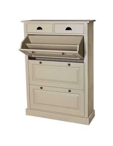 Scarpiera 3 ante e 2 cassetti country in legno colorato MS415