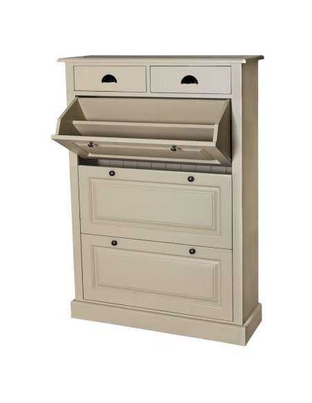 Scarpiera 3 ante e 2 cassetti country in legno colorato MS415
