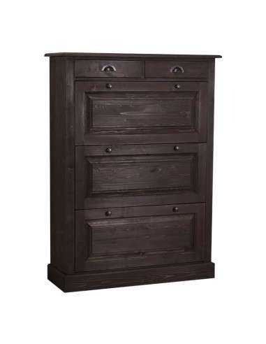 Scarpiera 3 ante e 2 cassetti country in legno colorato MS415