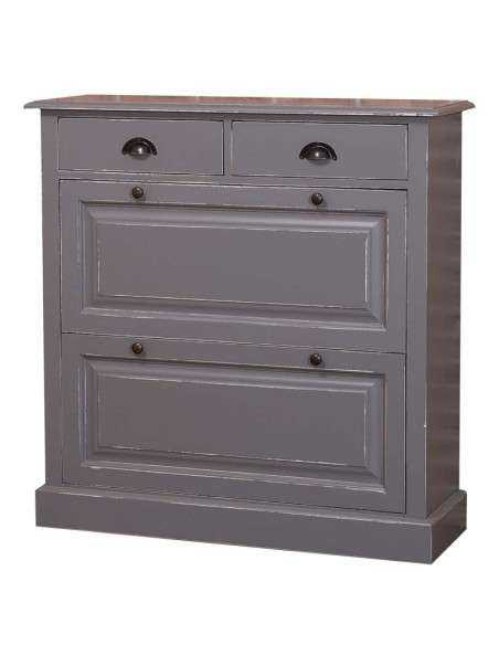 Scarpiera 2 ante e 2 cassetti country in legno colorato MS358