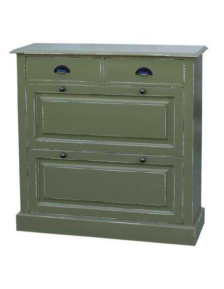 Scarpiera 2 ante e 2 cassetti country in legno colorato MS358