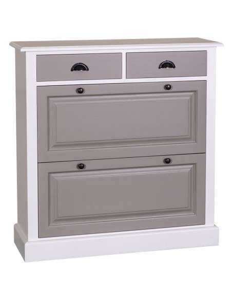 Scarpiera 2 ante e 2 cassetti country in legno colorato MS358