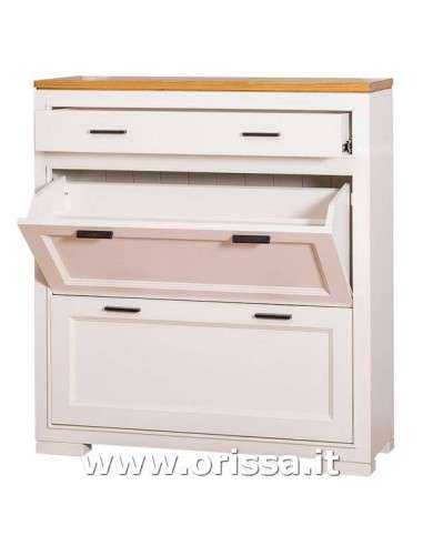 Scarpiera country in legno colorato con due ante e cassetto MS642