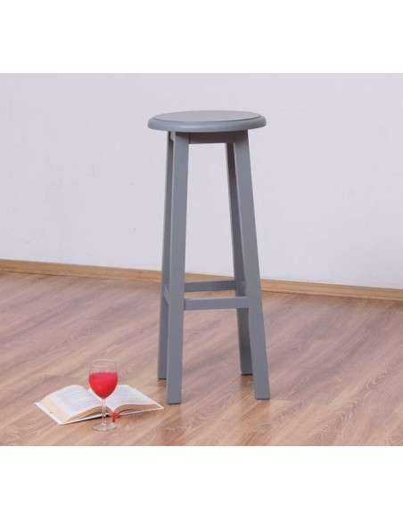 Sgabello in legno con poggia piedi stile country MS625
