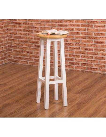 Sgabello in legno con poggia piedi stile country MS625