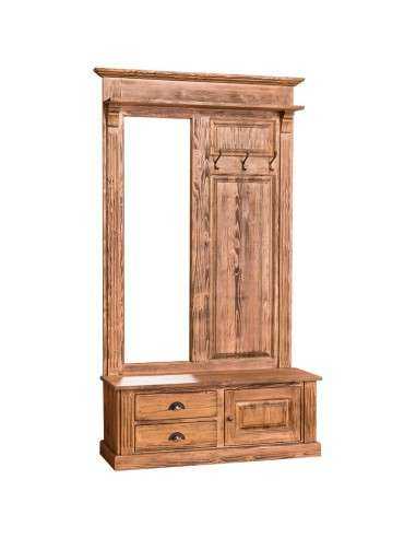 Mobile appendiabiti country legno con specchio MS539