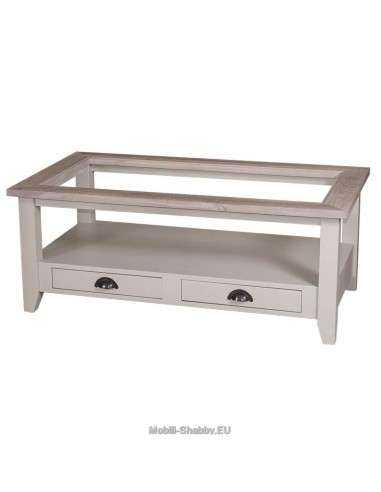 Tavolo da salotto piano in vetro con cassetti MS532