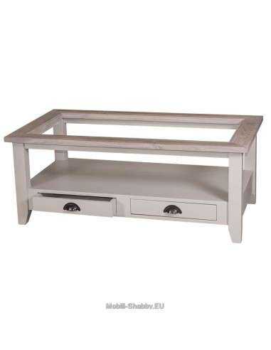 Tavolo da salotto piano in vetro con cassetti MS532