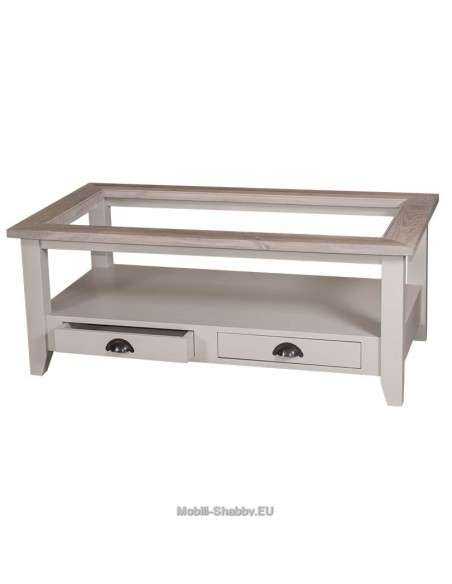 Tavolo da salotto piano in vetro con cassetti MS532