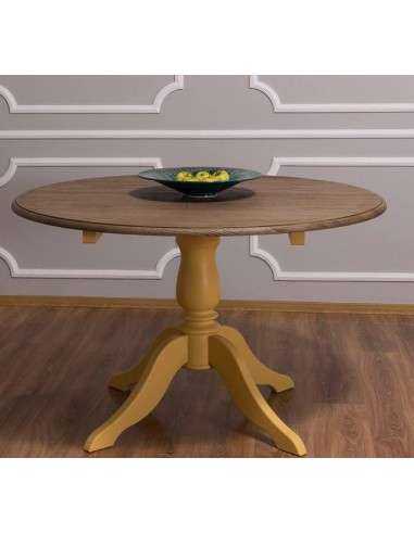 Tavolo rotondo con gamba centrale shabby chic - MS622