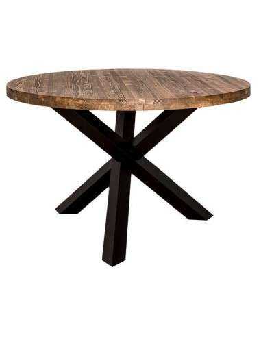 Tavolo rotondo con gamba centrale a XY in legno - MS677