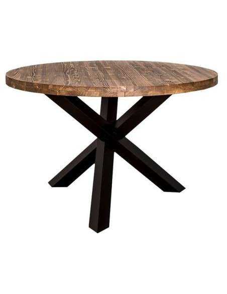 Tavolo rotondo con gamba centrale a XY in legno - MS677