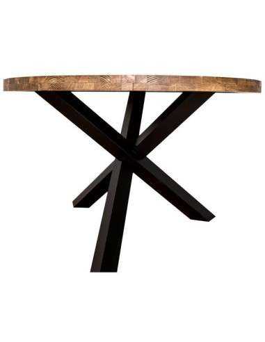Tavolo rotondo con gamba centrale a XY in legno - MS677