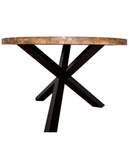 Tavolo rotondo con gamba centrale a XY in legno - MS677