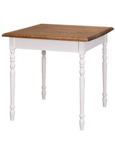 Tavolo da pranzo stile country chic 80cm gamba tornita legno MS600-80