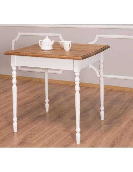 Tavolo da pranzo stile country chic 80cm gamba tornita legno MS600-80