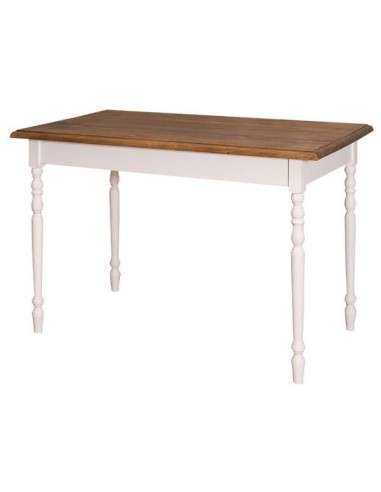 Tavolo da pranzo stile country chic 120cm gamba tornita legno MS660-120