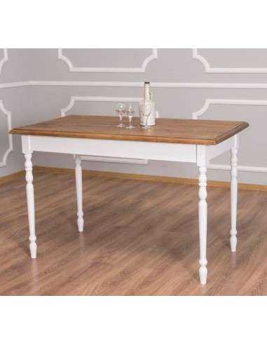 Tavolo da pranzo stile country chic 120cm gamba tornita legno MS660-120