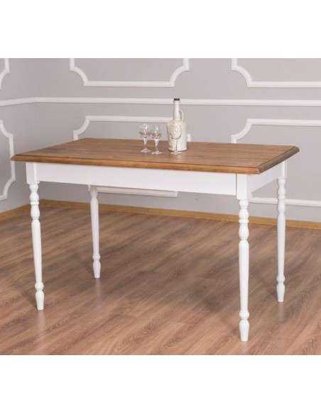 Tavolo da pranzo stile country chic 120cm gamba tornita legno MS660-120