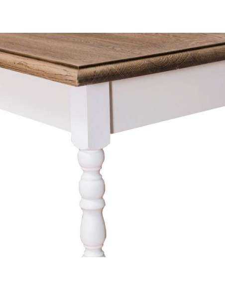 Tavolo da pranzo stile country chic 120cm gamba tornita legno MS660-120