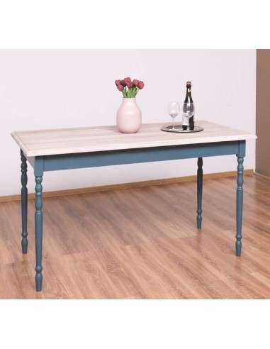 Tavolo da pranzo stile country chic 140cm gamba tornita legno MS660-140