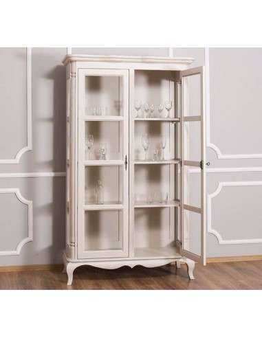 Vetrina shabby chic doppia anta in legno MS653