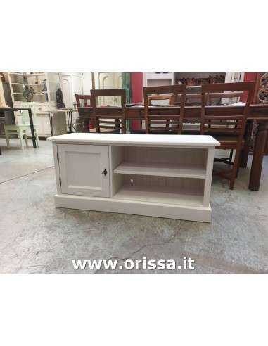 Porta tv 120cm legno pino bianco decapato
