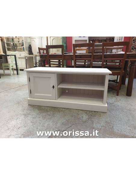 Porta tv 120cm legno pino bianco decapato
