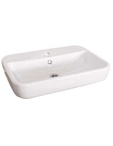 Lavabo in ceramica da appoggio forma rettangolare
