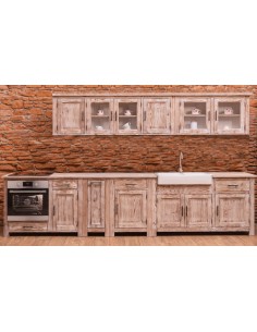 Cucina shabby chic in legno di pino – moduli affiancati con top su misura 2