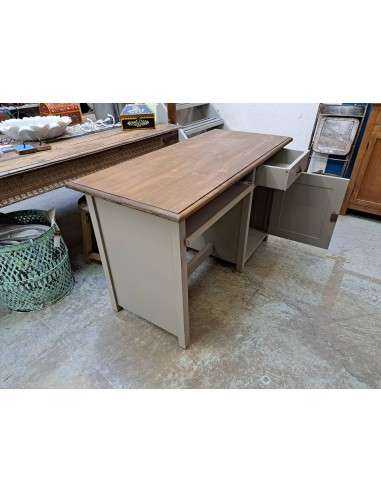 Scrivania 130 cm in legno – 1 anta e 2 cassetti, stile country