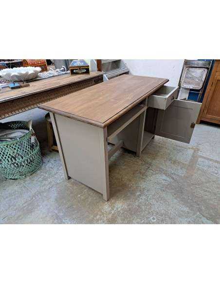 Scrivania 130 cm in legno – 1 anta e 2 cassetti, stile country