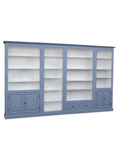 Libreria country in legno di pino – celeste, 4 moduli affiancabili