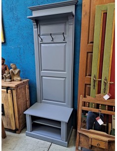 Mobile cappottiera country in legno – finitura grigio azzurro, 80×210h cm 2