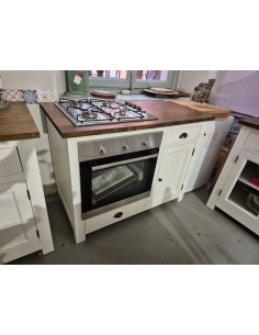 Mobile cucina in legno bianco – top in legno, vano per forno e piano cottura 2