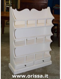 Piattaia legno massello con cassetti colore bianco decapato  S5232