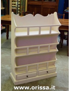 Piattaia legno massello con cassetti colore bianco decapato  S5232 2