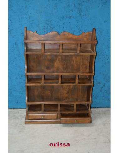 Piattaia legno massello con cassetti colore bianco decapato  S5232