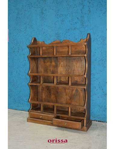 Piattaia legno massello con cassetti colore bianco decapato  S5232