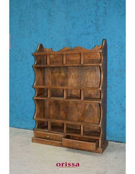 Piattaia legno massello con cassetti colore bianco decapato  S5232