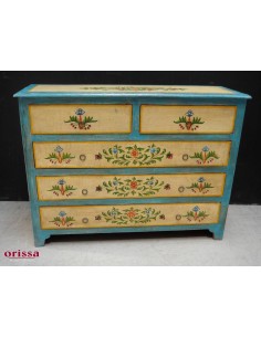 Cassettiera in legno massello decorato