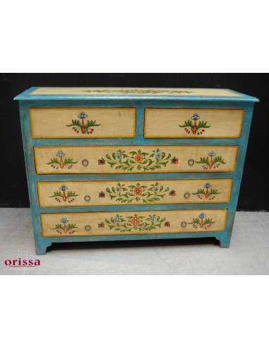 Cassettiera in legno massello decorato