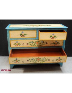 Cassettiera in legno massello decorato 2