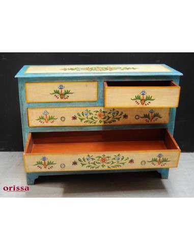 Cassettiera in legno massello decorato