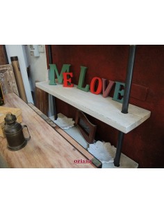 librerie da parete industrial chic - legno con supporti passanti in ferro battuto CX111 2