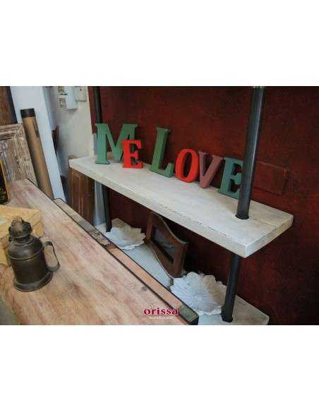 librerie da parete industrial chic - legno con supporti passanti in ferro battuto CX111
