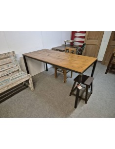 Tavolo industrial legno massello e struttura ferro battuto cx135