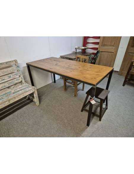 Tavolo industrial legno massello e struttura ferro battuto cx135
