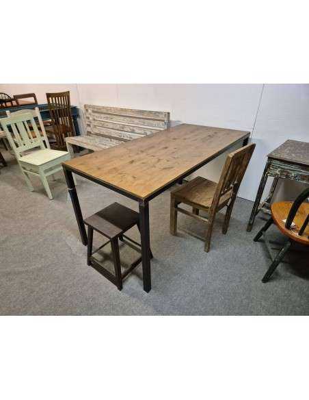 Tavolo industrial legno massello e struttura ferro battuto cx135